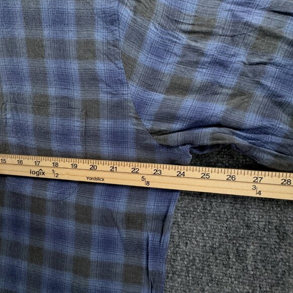 Peter Millar Soft Lightweight Button Up Shirt Men Long Sleeve Blue Gray Plaid - Picture 6 of 12